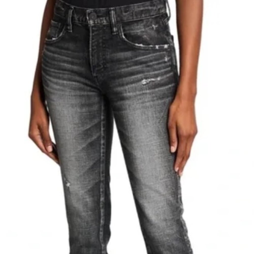Moussy Vintage Howa Charcoal Distressed Cropped Jeans